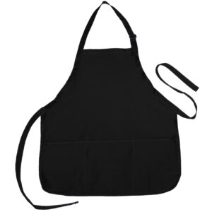 nufazes adjustable bib apron spun poly-commercial, restaurant kitchen 3 pocket in black - 12 pack