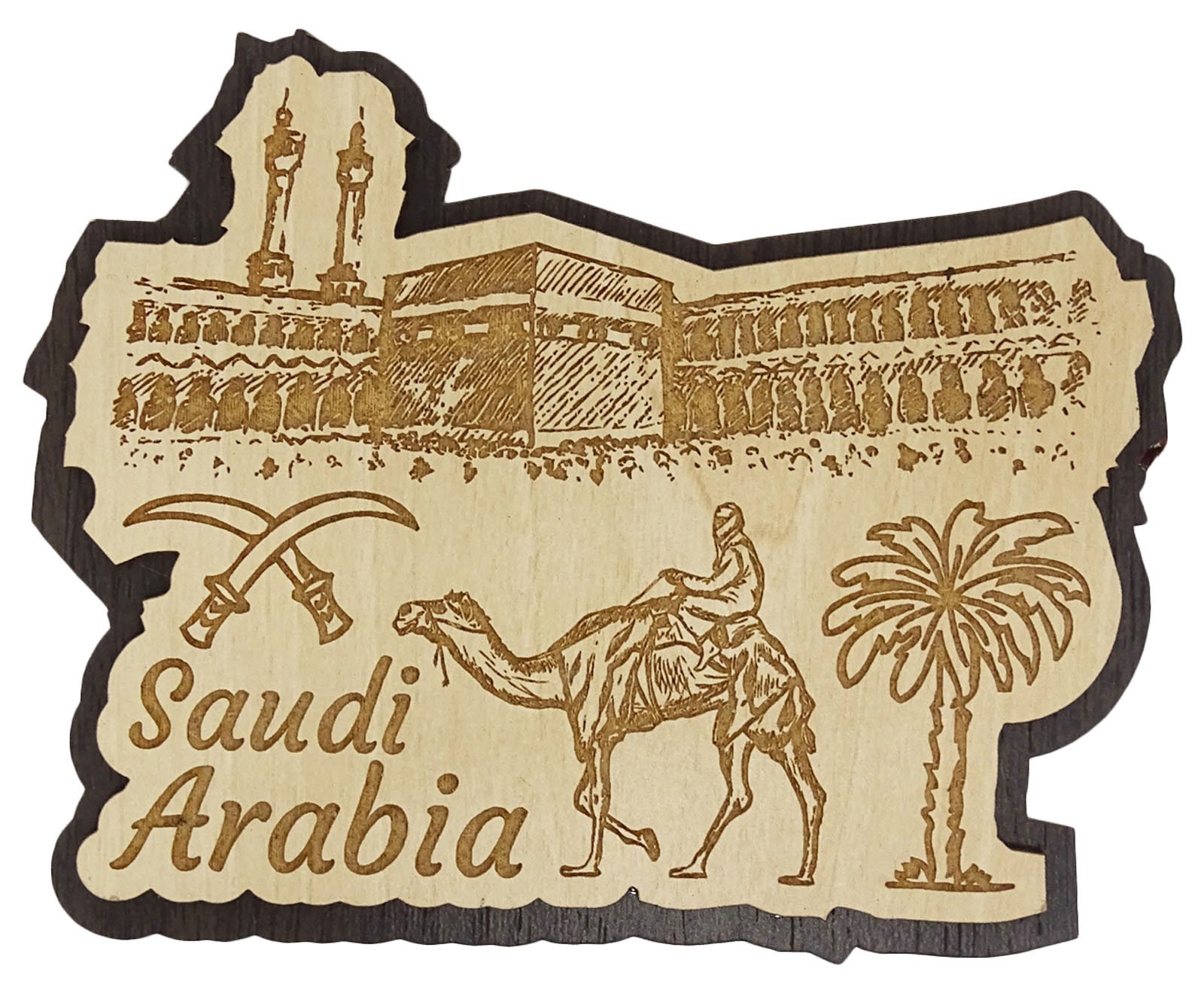 Printtoo Saudi Arabia Wooden Engraved Fridge Magnet Souvenir Collectibles Gift