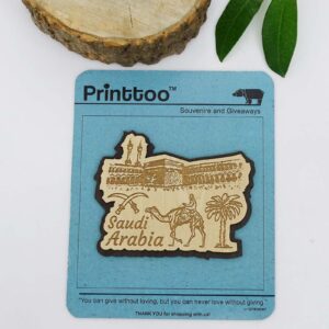 Printtoo Saudi Arabia Wooden Engraved Fridge Magnet Souvenir Collectibles Gift