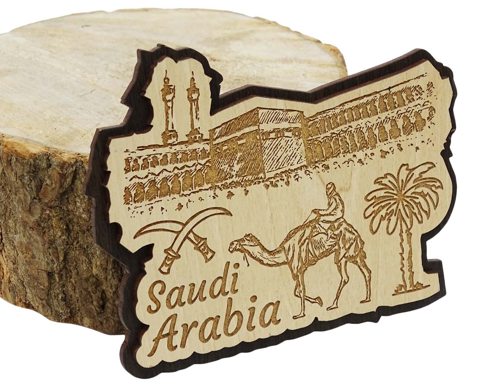 Printtoo Saudi Arabia Wooden Engraved Fridge Magnet Souvenir Collectibles Gift