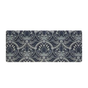 laura ashley – anti-fatigue kitchen mat | almeida floral design | stain, water & fade resistant | cooking & standing relief | non-slip backing | measures 17.5” x 48”| dark blue almeida