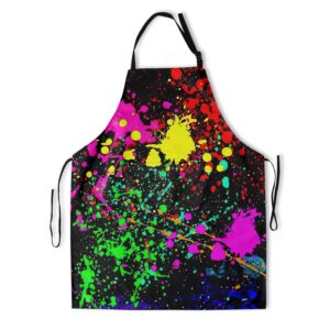 kawani artist painting art aprons for women men black abstract paint splash spatter smocks with 2 pockets woman waterproof apron barber chef cooking grilling kitchen accessories pinafore 28x33 in