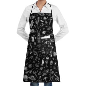 lhgs5sv salem witch in black cooking apron kitchen apron soft chef apron with pocket for women men, one size