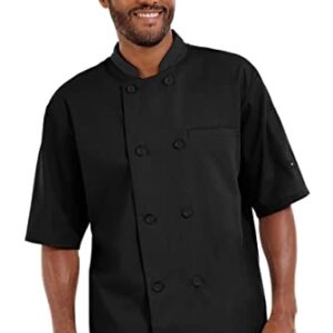 ChefUniforms.com Men's Lightweight Short Sleeve Chef Coat (Black, L)