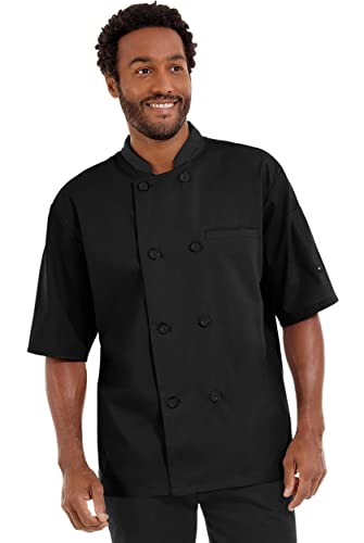 ChefUniforms.com Men's Lightweight Short Sleeve Chef Coat (Black, L)