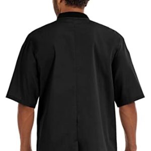 ChefUniforms.com Men's Lightweight Short Sleeve Chef Coat (Black, L)