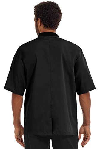 ChefUniforms.com Men's Lightweight Short Sleeve Chef Coat (Black, L)