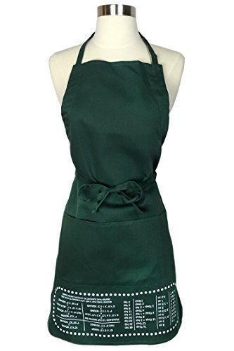 The Smart Baker Cheat Sheet - Baking Apron with Measurement Conversions. Adjustable Straps with Front Pockets. Perfect for you or as a gift for the special baker in your life! - Forest Green