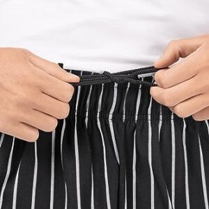 Chef Works Men's Designer Baggy Chef Pants, Black W/ Chalk Stripe, Large