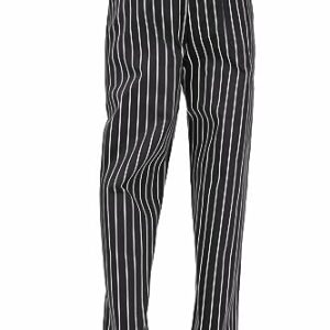 Chef Works Men's Designer Baggy Chef Pants, Black W/ Chalk Stripe, Large