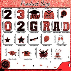 20 Pcs Graduation Car Magnets, 2023 Graduation Car Decorations, Class of 2023 Magnetic Stickers, Graduation Cap Decorations, Graduation Magnet Decals for Car Cruise Garage Door Metal Surface (Red)