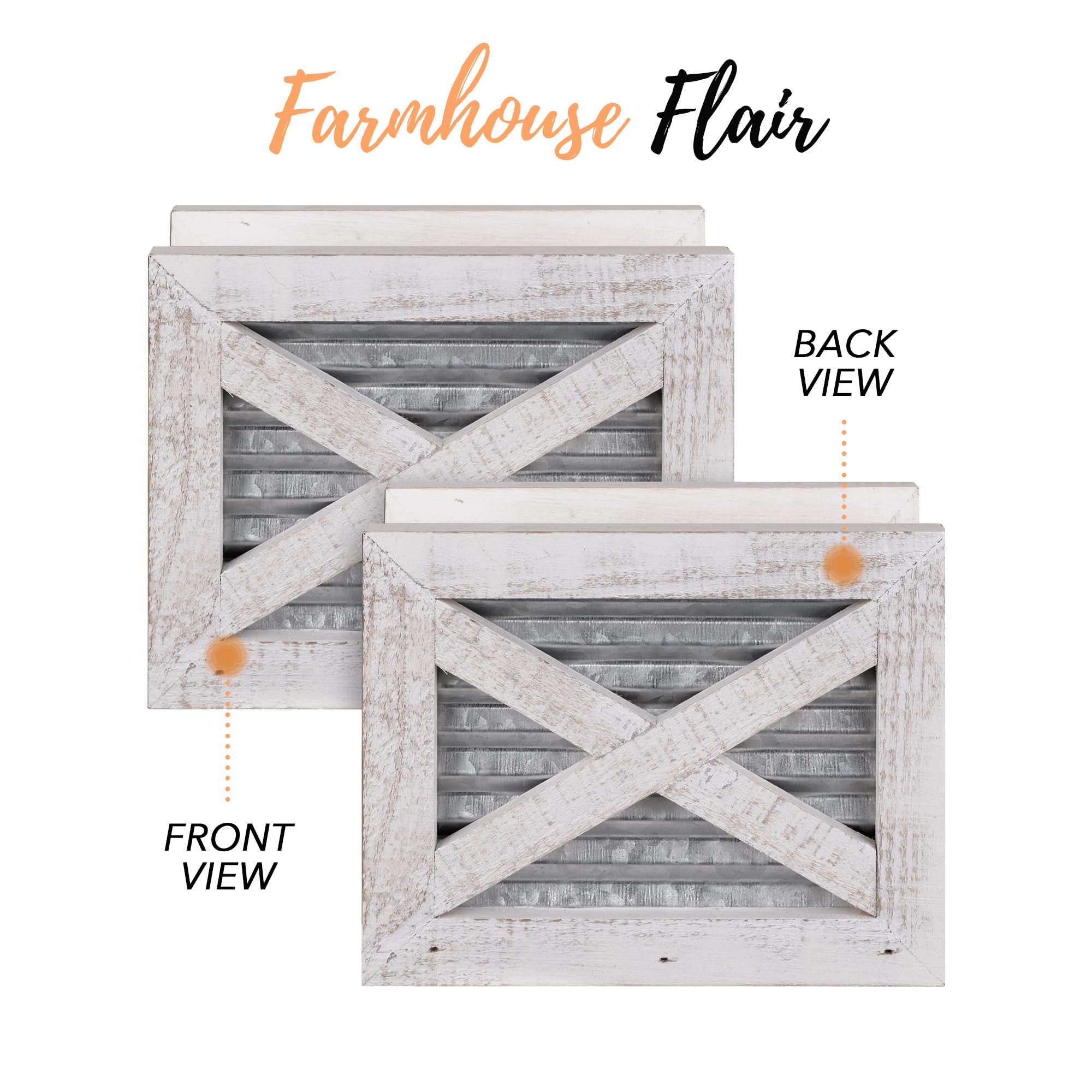 Autumn Alley Farmhouse Napkin Holder - Wooden Napkin Holder - Classic Barn Door Motif with Galvanized Metal - Rustic Napkin Holder for Farmhouse Décor - Shabby White Country Napkin Holder