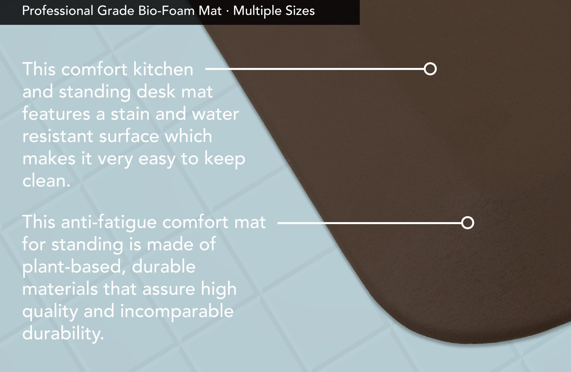 GelPro Professional Grade Anti-Fatigue Kitchen & Office Comfort Bio-Foam Mat with Non-Slip Bottom for Health & Wellness, 20x48, Earth