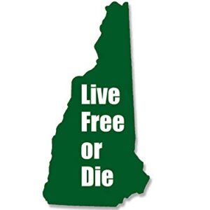 Magnet 3x5 inch Green New Hampshire Shaped Live Free or DIE Sticker - Decal State nh Magnetic Magnet Vinyl Sticker