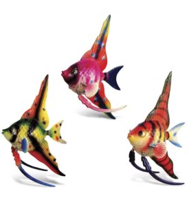 cota global angelfish refrigerator bobble magnets set of 3 - assorted color fun cute sea life animal bobble head magnets for kitchen fridge, home decor, cool office and decorative novelty - 3 pack
