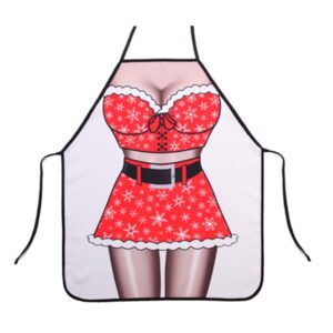 Funny Aprons Waterproof Christmas Santa Claus Apron Novelty Kitchen Creative Cooking Apron Grilling Baking Party Gag Gift Bikini Girl Aprons for Men and Women (Santa+Lady)