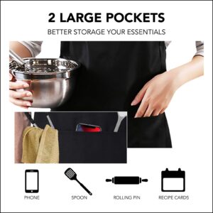 Ihopes Funny Black Apron for Women Men,Cute Love is in the Hair Stylist Apron with 2 Pockets and Adjustable Neck Strap,Perfect for Birthday/Christmas/Thanksgiving, Large