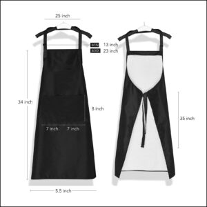 Ihopes Funny Black Apron for Women Men,Cute Love is in the Hair Stylist Apron with 2 Pockets and Adjustable Neck Strap,Perfect for Birthday/Christmas/Thanksgiving, Large