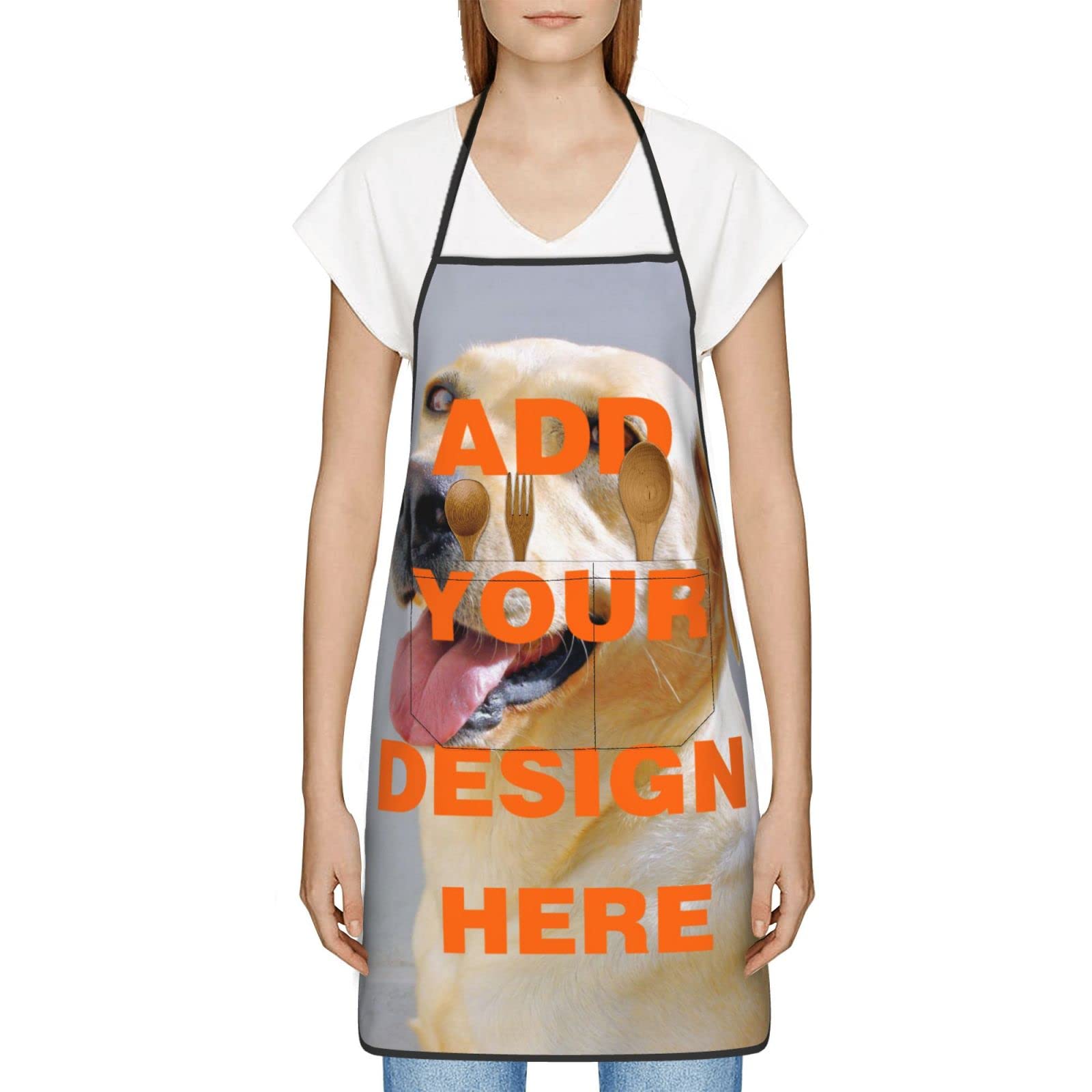 Ysdbpay Custom Aprons Personalized Apron Chef Apron For Men Women Customized Adjustable With Pockets Name Text Logo Picture