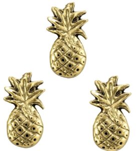 large decorative pineapple magnets set of 3pc antique gold