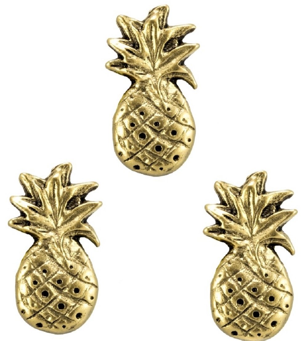 Large Decorative Pineapple Magnets Set of 3PC Antique Gold