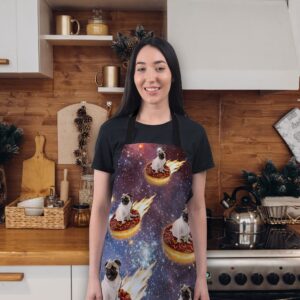 Bang Tidy Clothing Cooking Aprons for Women Pug Donut Riders Cute Aprons Baking Apron Kitchen Gift