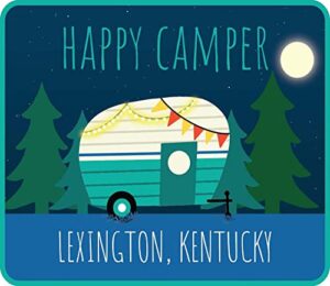 lexington kentucky souvenir 4 inch fridge magnet happy camper