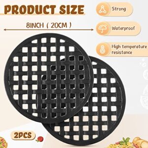 2 Pcs Cast Iron Vintage Round Trivet 8 Inch Diameter Heat Resistant Table Mat for Oven Steamer Kettle Hot Pot Dishes Plate Pan Accessories, Black