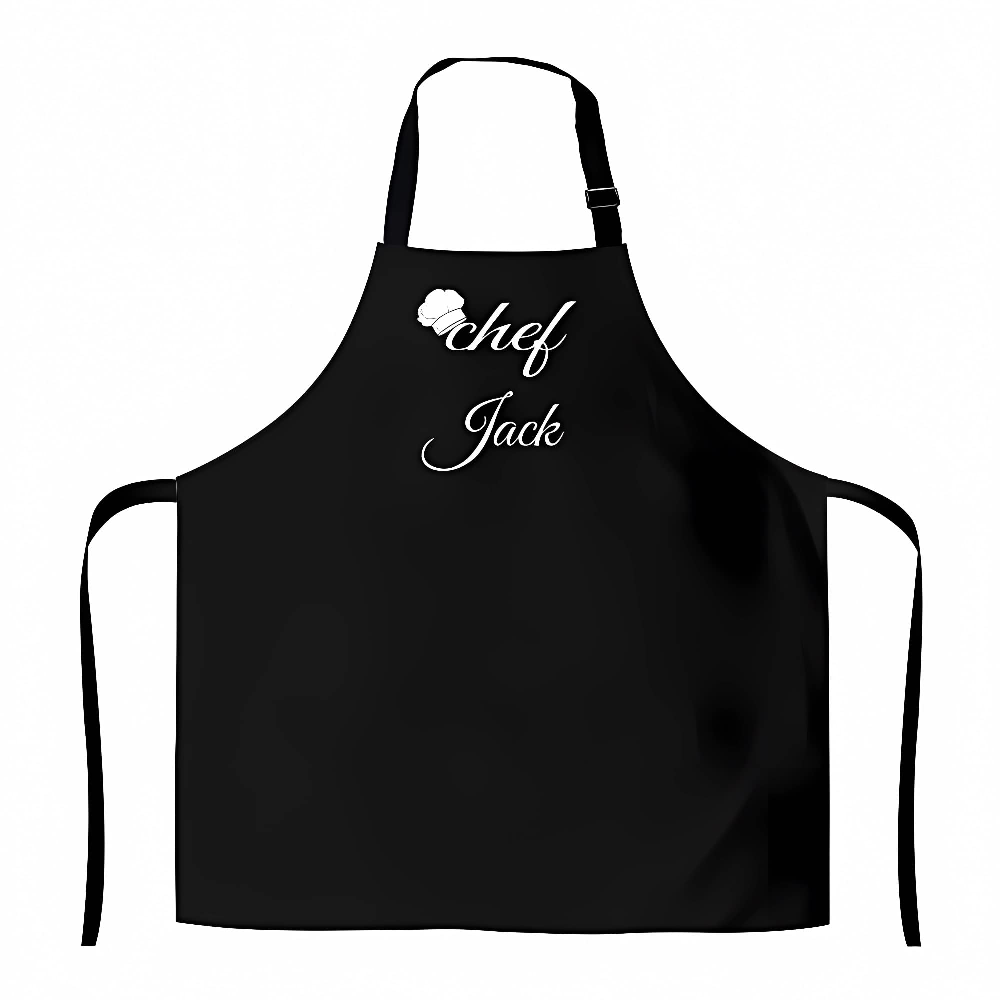 ACETEND Personalized Apron Chef Any Name Design Add a Name, Holiday gifts, great gift personalized apron (Black)