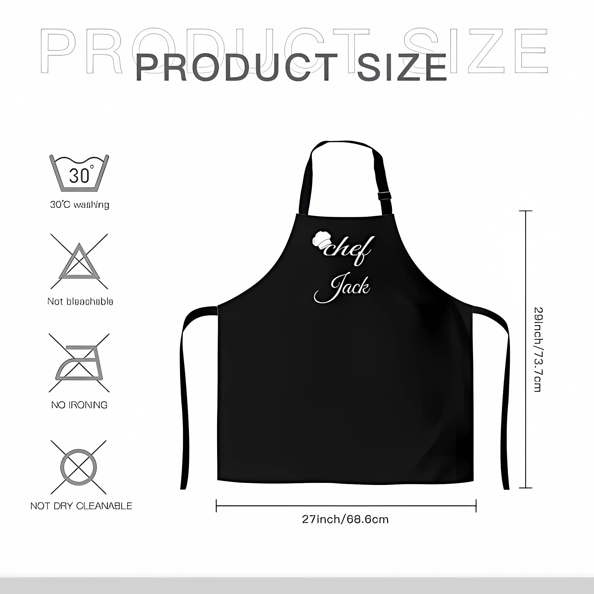 ACETEND Personalized Apron Chef Any Name Design Add a Name, Holiday gifts, great gift personalized apron (Black)