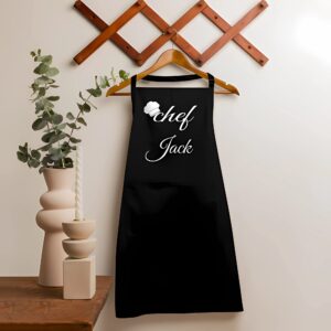 ACETEND Personalized Apron Chef Any Name Design Add a Name, Holiday gifts, great gift personalized apron (Black)