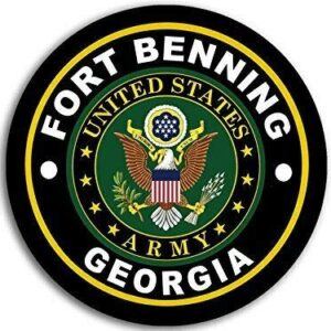 MAGNET 4x4 inch Round Fort Benning Army Base Sticker (Logo Insignia Emblem ga) Magnetic vinyl bumper sticker sticks to any metal fridge, car, signs