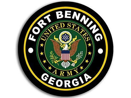 MAGNET 4x4 inch Round Fort Benning Army Base Sticker (Logo Insignia Emblem ga) Magnetic vinyl bumper sticker sticks to any metal fridge, car, signs