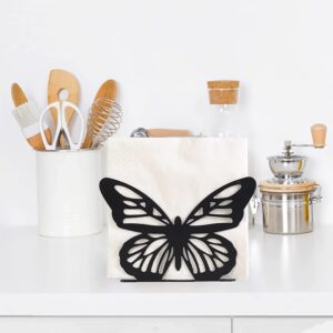 Napkin Holder, Butterfly Upright Napkins Holders for Tables, Black Cast Iron Vertical Tabletop Paper Napkin Holder Stand