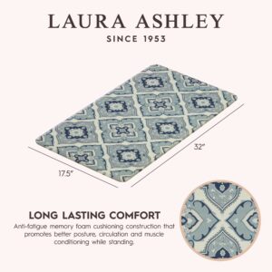 Laura Ashley – Anti-Fatigue Kitchen Mat, Allie Medallion Design, Stain, Water & Fade Resistant, Cooking & Standing Relief, Non-Slip Backing, Measures 17.5” x 32", Light Blue Allie