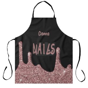 makeunique do nails pink personalized aprons for women men kitchen cooking baking hairstylist beauty salon chef apron