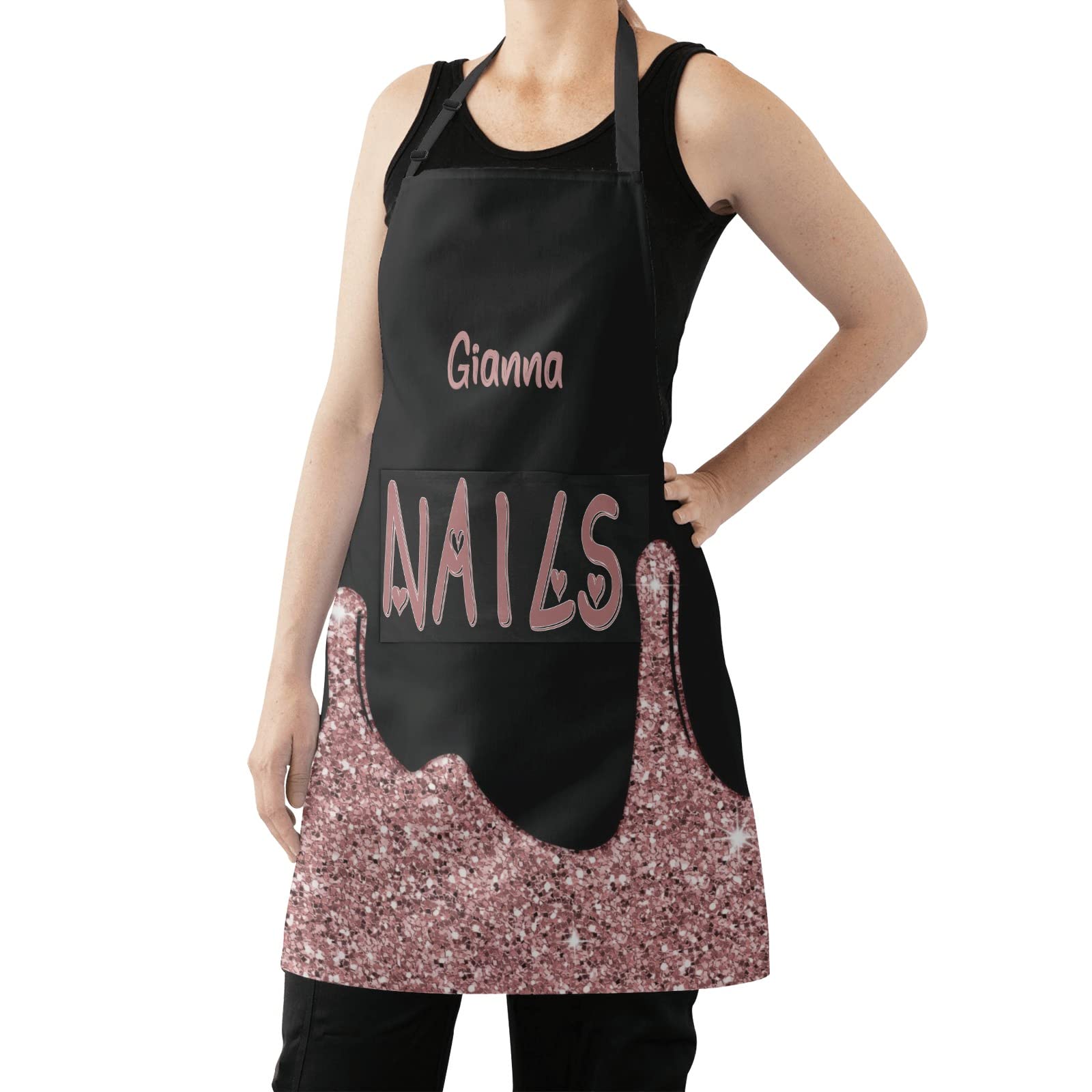 MakeUnique Do Nails Pink Personalized Aprons for Women Men Kitchen Cooking Baking Hairstylist Beauty Salon Chef Apron