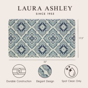 Laura Ashley – Anti-Fatigue Kitchen Mat, Allie Medallion Design, Stain, Water & Fade Resistant, Cooking & Standing Relief, Non-Slip Backing, Measures 17.5” x 32", Light Blue Allie