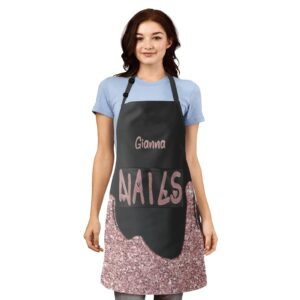 MakeUnique Do Nails Pink Personalized Aprons for Women Men Kitchen Cooking Baking Hairstylist Beauty Salon Chef Apron