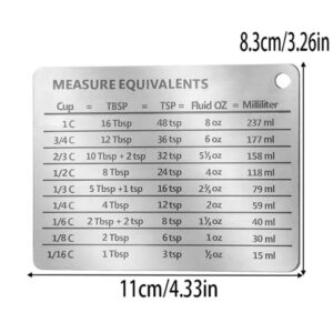 Magnetic Kitchen Conversion Chart - Professional Measurement Refrigerator Magnet, Stainless Steel, Conversions for Cups, Tablespoons, Teaspoons, Fluid Oz and Milliliters. (1 Pack)