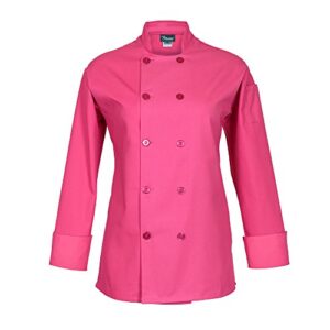 fame women?s basic long sleeve chef coat c100p - raspberry/lg (wfa83196ralg)