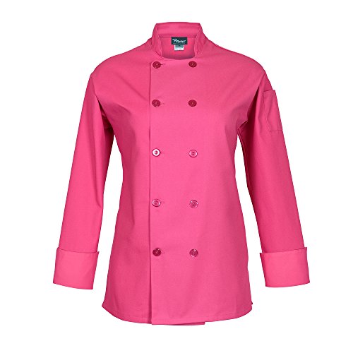 FAME Women?s Basic Long Sleeve Chef Coat C100P - Raspberry/LG (WFA83196RALG)