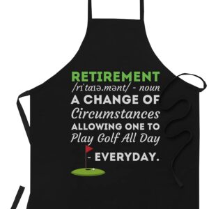 golf Golfer Black Apron - Funny Retirement Golf Quote Retired Golfers Ideas Men T-Shirt Black Cooking Aprons