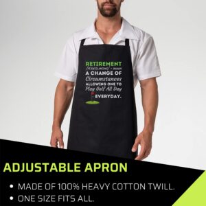 golf Golfer Black Apron - Funny Retirement Golf Quote Retired Golfers Ideas Men T-Shirt Black Cooking Aprons