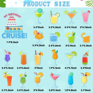 AsodSway 21Pcs Summer Drink Cruise Door Decorations My Birthday Tropical Magnetic Creative Cruise Magnets Door Carnival Ship Car Refrigerator Laptop Accessories Hawaiian Lemon Cocktail Birthday Decor