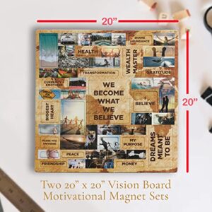 MAGNIFICENT101 2-Pack Vision Board Magnet Set (20x20 in) - Pull Apart & Create a Vision for Your Dream Life in Your Refrigerator | Inspirational Positive Gifts | Quotes for Fridge | Daily Motivation