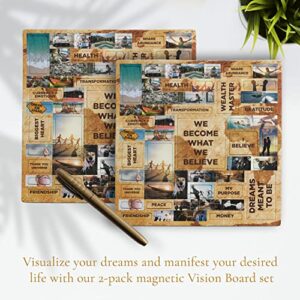 MAGNIFICENT101 2-Pack Vision Board Magnet Set (20x20 in) - Pull Apart & Create a Vision for Your Dream Life in Your Refrigerator | Inspirational Positive Gifts | Quotes for Fridge | Daily Motivation