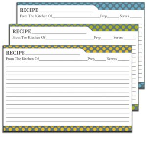 60 pack 4x6 double sided recipe cards | blank vintage retro multi colored polka dots design | large thick easy-write card stock | wedding bridal shower gift 4 x 6 (60 recipe cards)