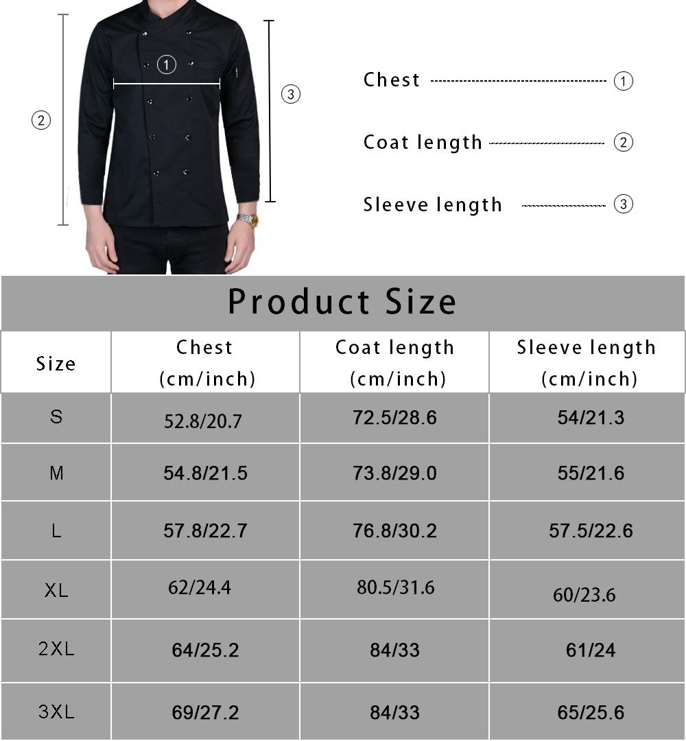 YOWESHOP Add Your Own Custom Text Name Personalized Message or Image Printing on Chef Jacket Hotel Kitchen Restaurant Chef Coat(Black Medium)