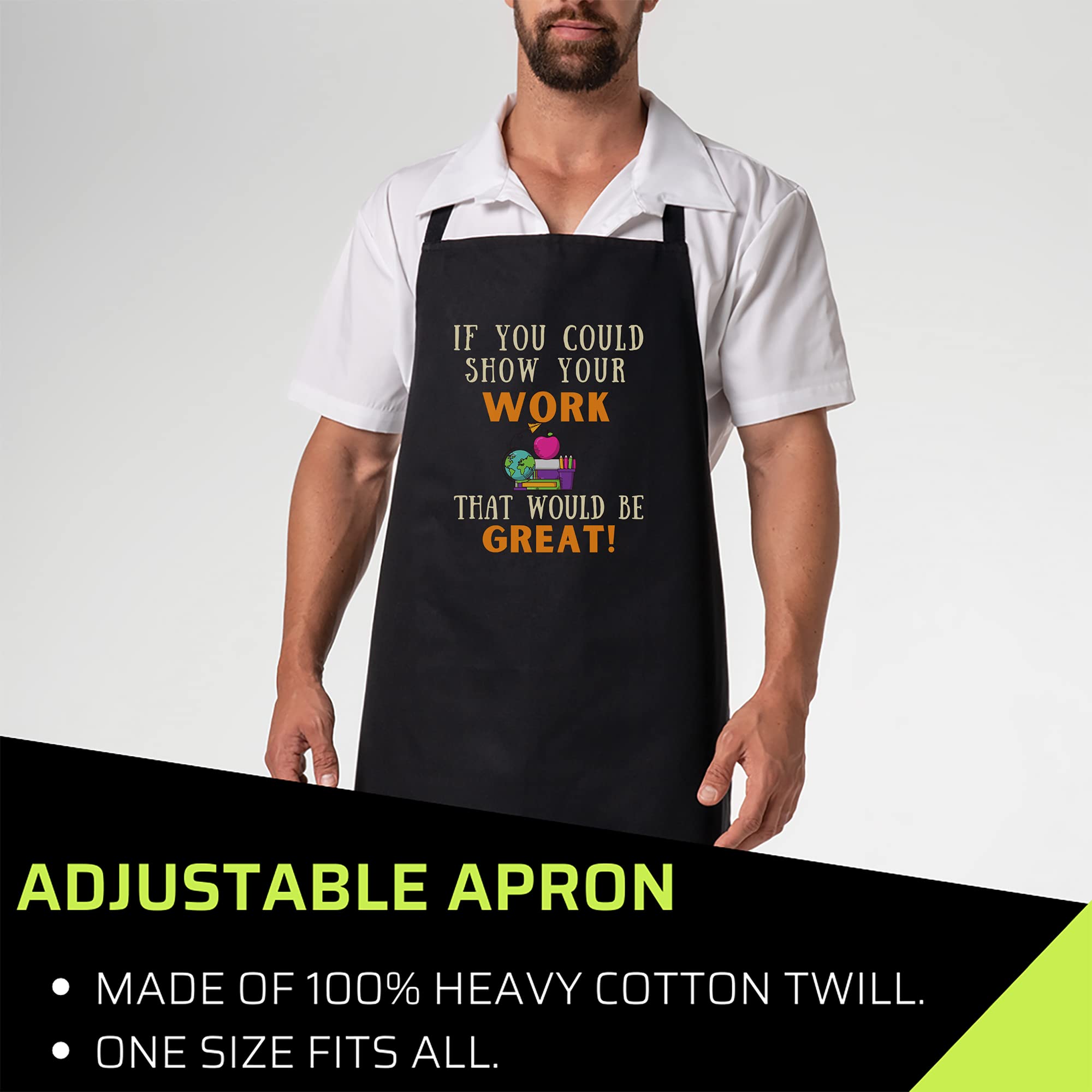 Teacher Black Apron - funny math teacher if you could just show your work Black Cooking Aprons